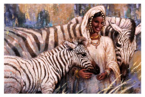 Художник Karl Bang - животные, девушка - оригинал