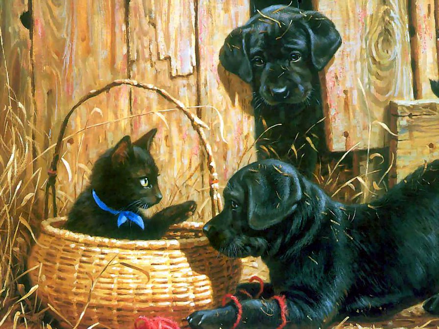 №489684 - животные, собака, картина - оригинал