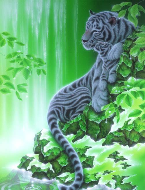 Картины Кентаро Нишино - вода, растение, тигр, животные, природа - оригинал