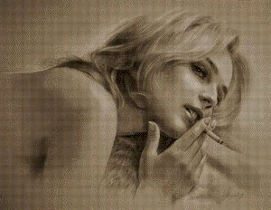 девушка с сигаретой - предпросмотр