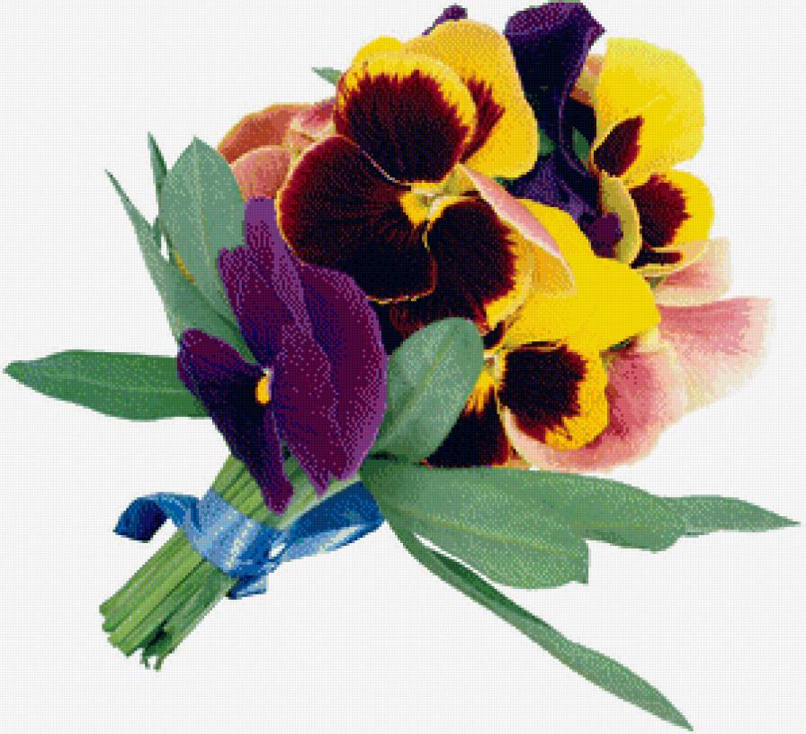 анютины глазки - букет, фиалки, цветы - предпросмотр