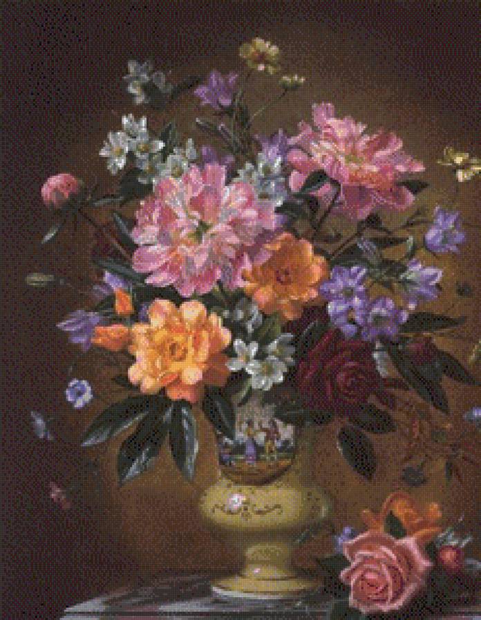 №490232 - натюрморт, живопись, albert williams, цветы, букет - предпросмотр