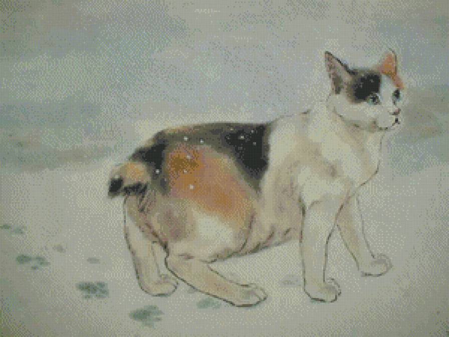 Котэ_1 - кошки, японская живопись, животные - предпросмотр