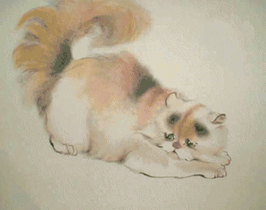 Котэ_3 - кошки, животные, японская живопись - предпросмотр