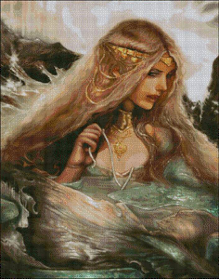 принцесса воды - картины, красота женщины, девушка, картина, женщины, женщина - предпросмотр