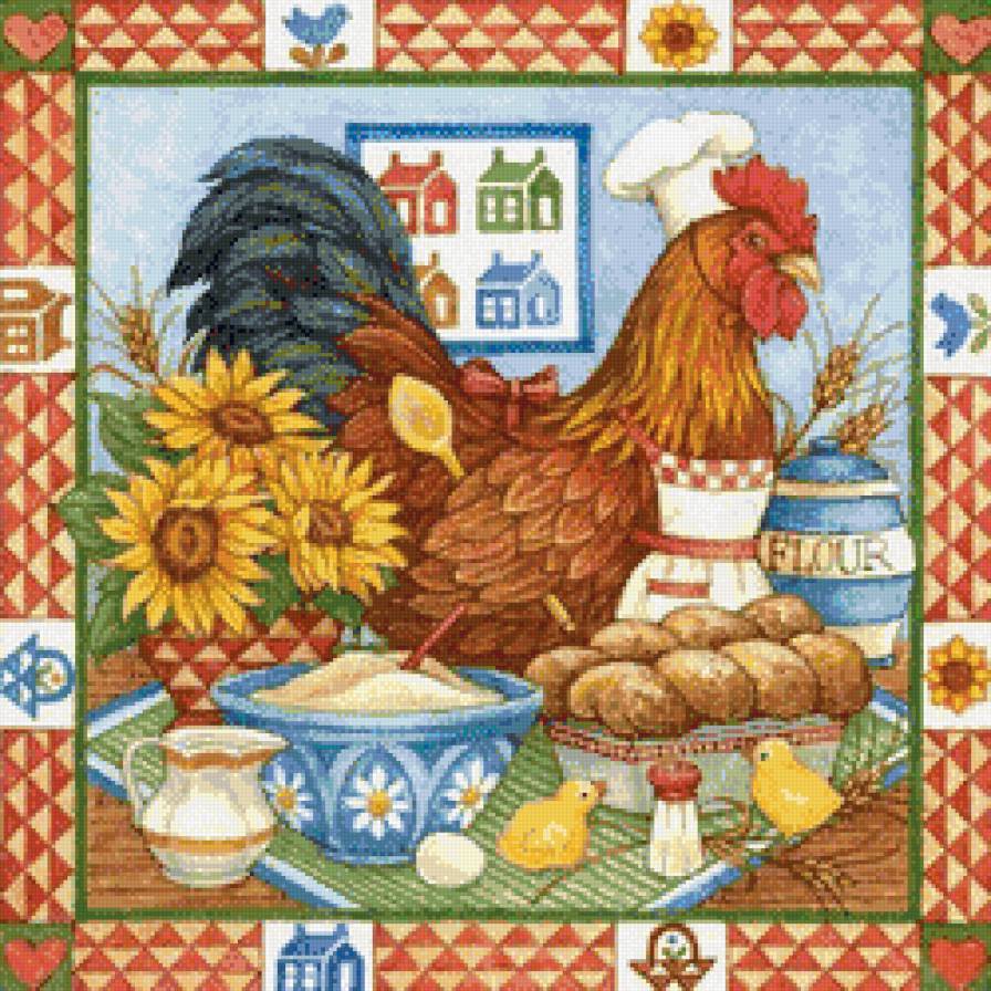 салфетка для кухни - птицы - предпросмотр