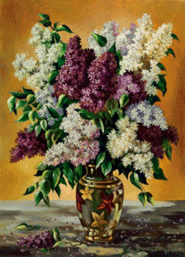 Сиреневый букет - ваза, букет, сирень, цветы - предпросмотр