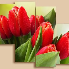 Схема вышивки «полиптих "красные тюльпаны"»