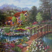 Схема вышивки «Домик у пруда»