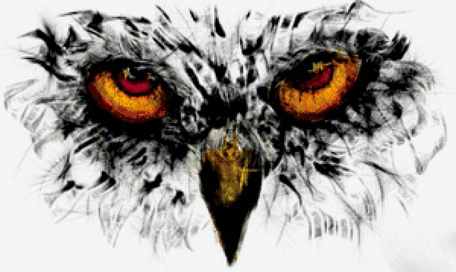 взгляд хищника - глаза, живопись, птицы, филин, сова - предпросмотр