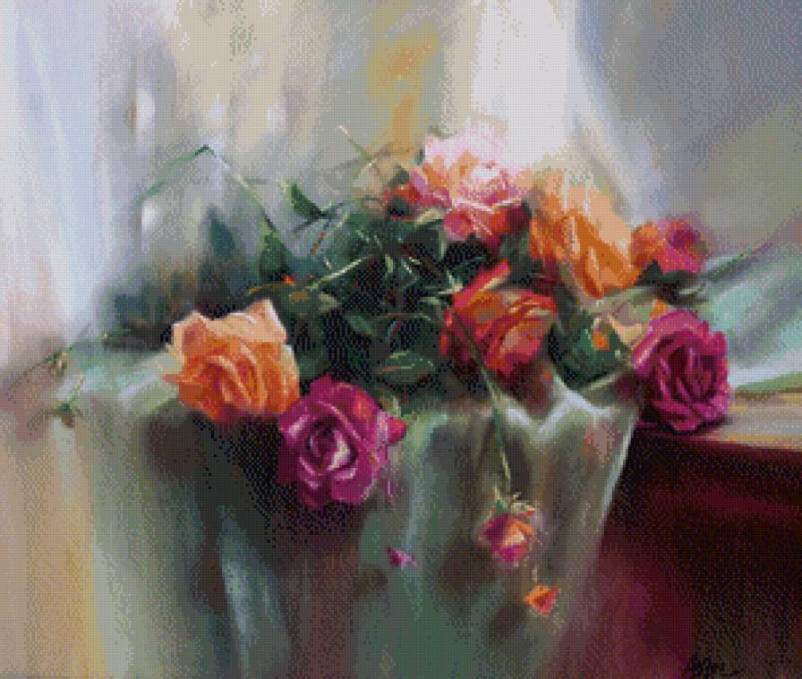 №491406 - цветы, натюрморт, картина - предпросмотр