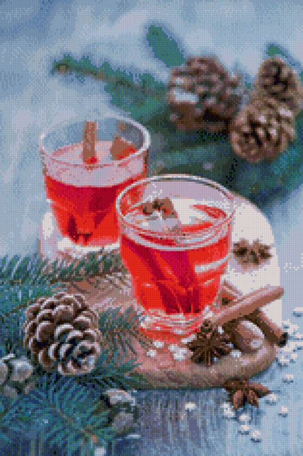 Новогодний коктель - новый год, напиток, шишки - предпросмотр