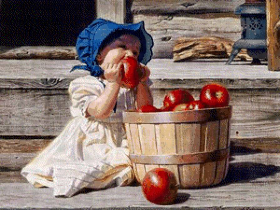 серия "дети" - дети.девочка.яблоки - предпросмотр