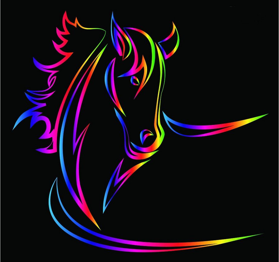 2014 - Год Лошади - 2014, радуга, домашние животные, абрис, лошадь, конь, гороскоп - оригинал