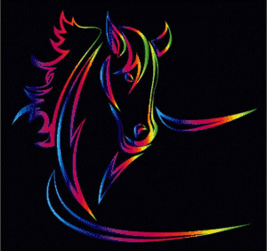 2014 - Год Лошади - гороскоп, радуга, конь, лошадь, 2014, абрис, домашние животные - предпросмотр