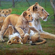 Схема вышивки «львица с детьми»