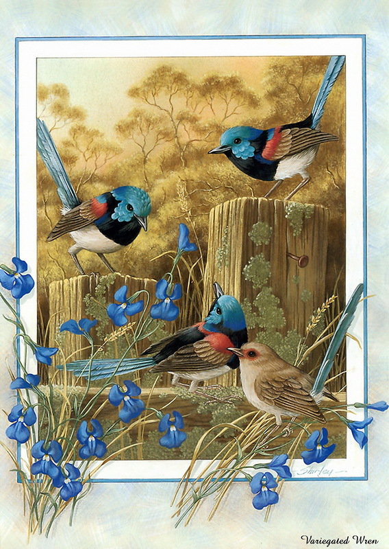 Птицы - птицы, пейзаж, цветы, деревья - оригинал