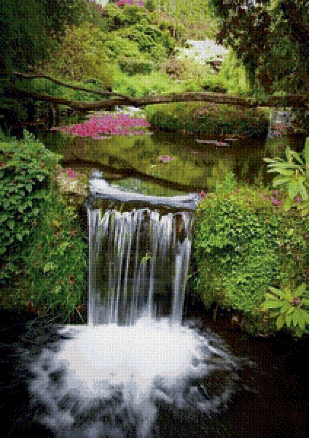 Водопадик в лесу - река, лес, водопад, вода - предпросмотр