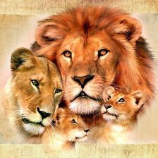 Оригинал схемы вышивки «семейка львов» (№492371)