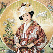 Оригинал схемы вышивки «японская девушка» (№492454)