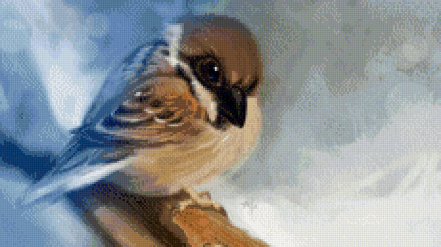 Воробей - живопись, птицы - предпросмотр