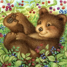 Схема вышивки «Медвежонок и малина»