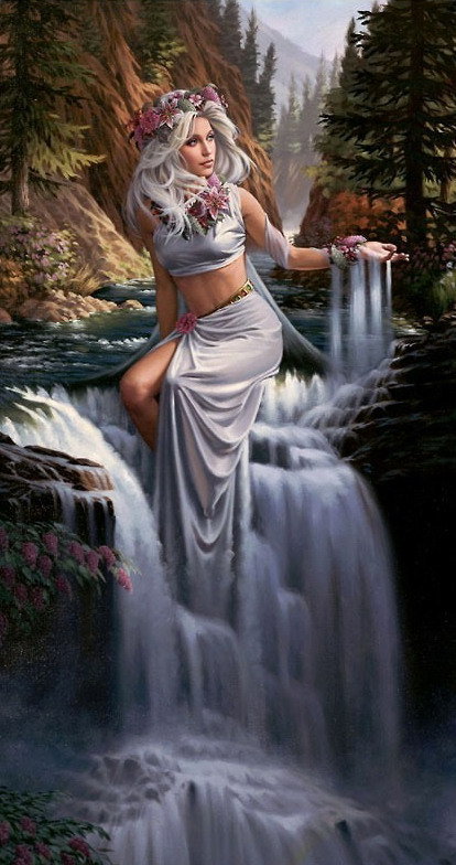 девушка и водопад - водопад, лес, девушка, красота - оригинал