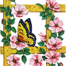 Оригинал схемы вышивки «цветы и бабочка» (№493062)