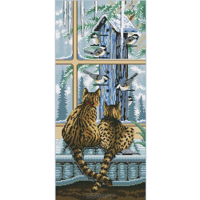 идилия - кот. кошка. пара. природа. птицы. любовь. - оригинал