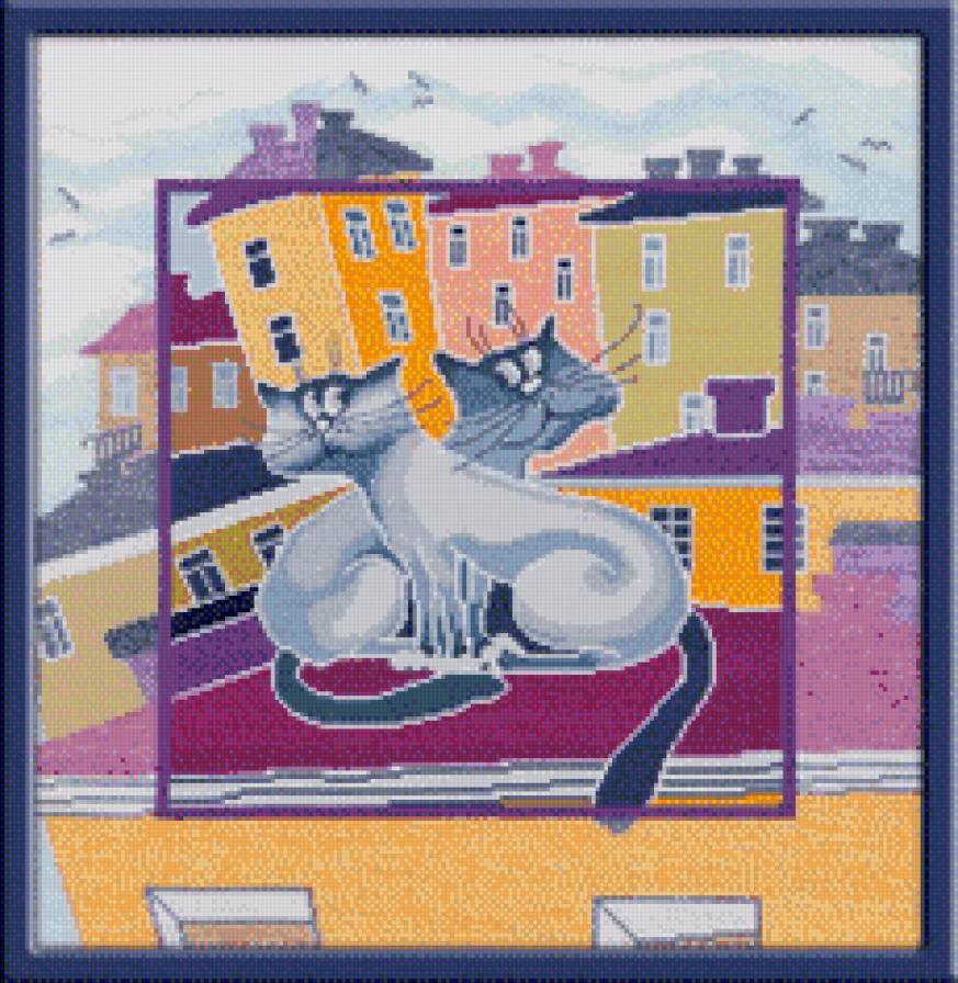 романтика. - кот. кошка. город. крыша. любовь. пророда. - предпросмотр