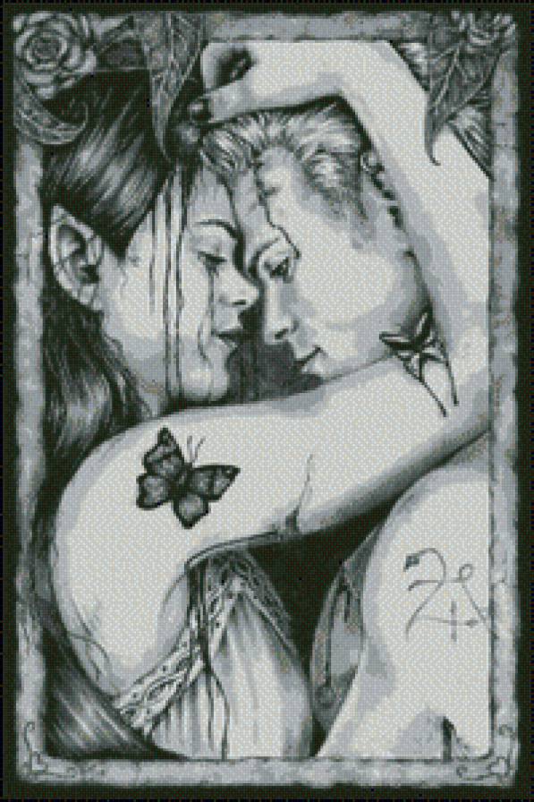 любовь - женщина, мужчина, монохром, любовь, пара - предпросмотр