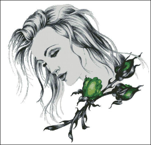 портрет девушки - красота женщины, девушка, монохром, картина, картины - оригинал