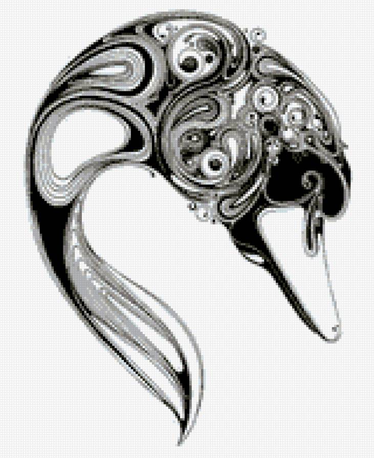 лебедь - птицы, монохром, абстракция - предпросмотр