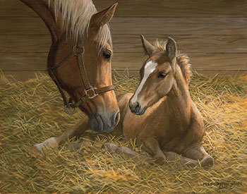 Рядом с мамой - лошади - оригинал