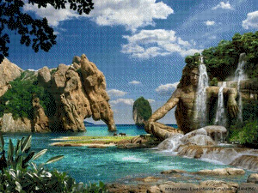 Водопад необычный - природа, камни, водопад, вода - предпросмотр