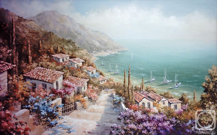 Городок у моря - море, набережная, пейзаж, городок - оригинал