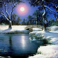 зимняя сказка - природа, мост, зима, водоем, речка - оригинал