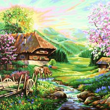 Схема вышивки «Сельский пейзаж»