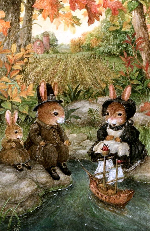 осень - зайки, кораблики - оригинал