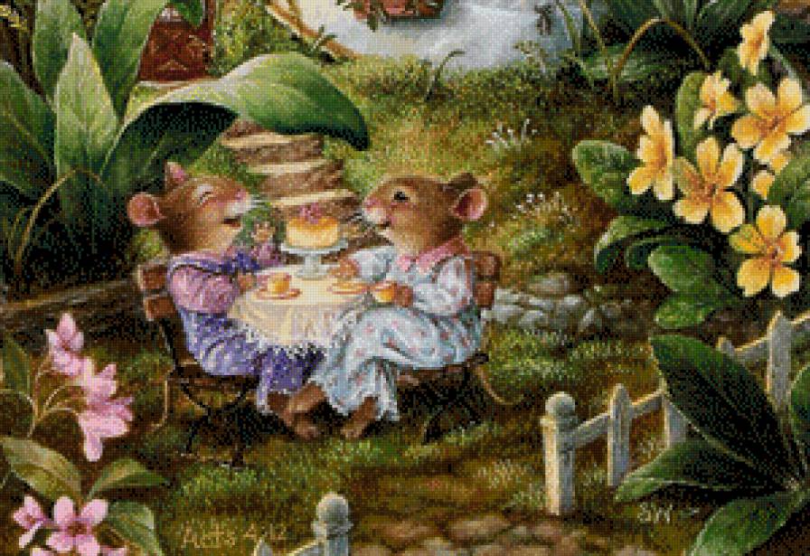 в саду - чай - предпросмотр