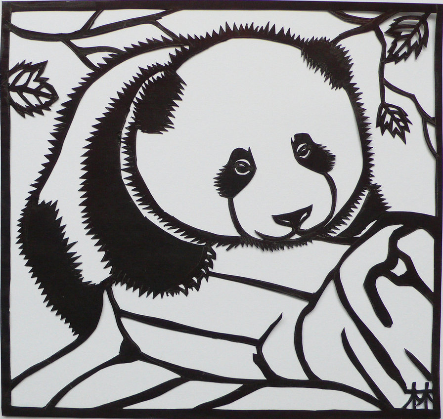 Панда - монохром, восток, панда, азия - оригинал