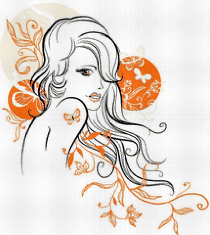 Монохром 2 - бабочки, девушка - предпросмотр