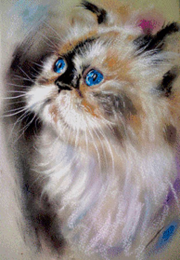 портрет мелками - кот.кошка, рисунок, перс, живопись, глаза - предпросмотр