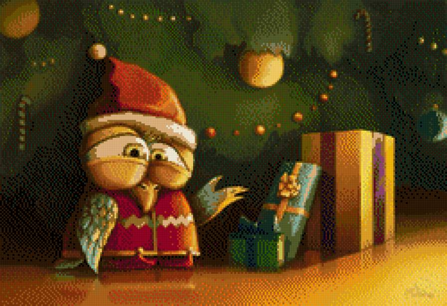 новогодняя сова - сова - предпросмотр