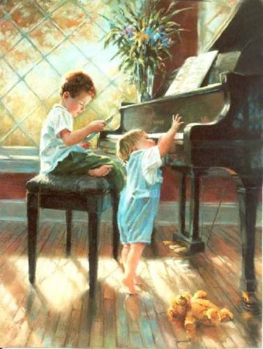 маленькие музыканты - музыка картины живопись дети - оригинал