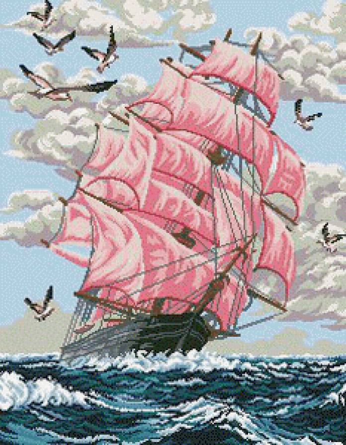 парусник - вода, море - предпросмотр