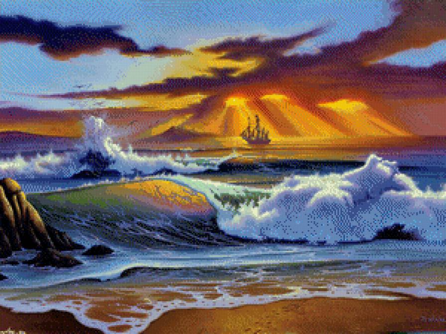 море - море, пейзаж, прибой - предпросмотр