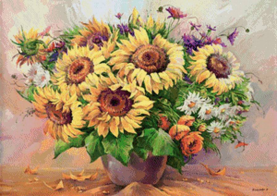 подсолнухи - цветы, подсолнухи - предпросмотр