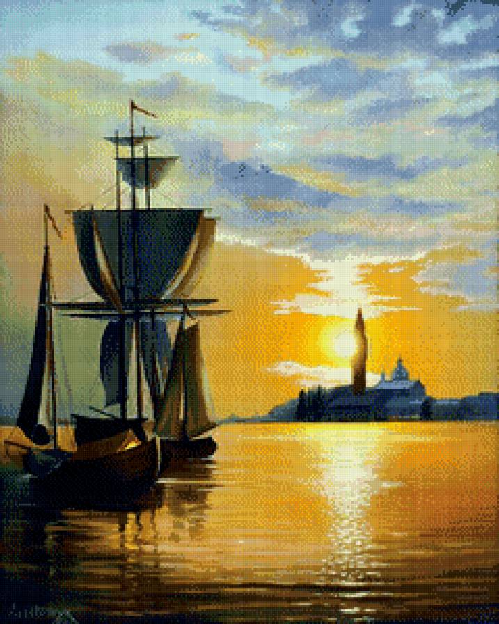 Серия "Пейзажи" - пейзаж, корабль, море - предпросмотр