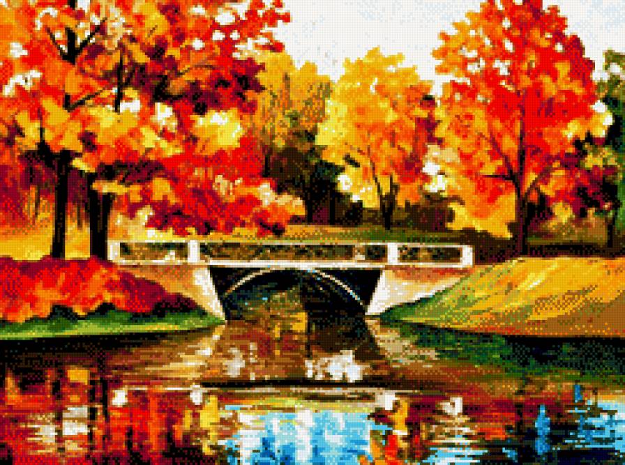 Осень - деревья, мост, осень, парк - предпросмотр